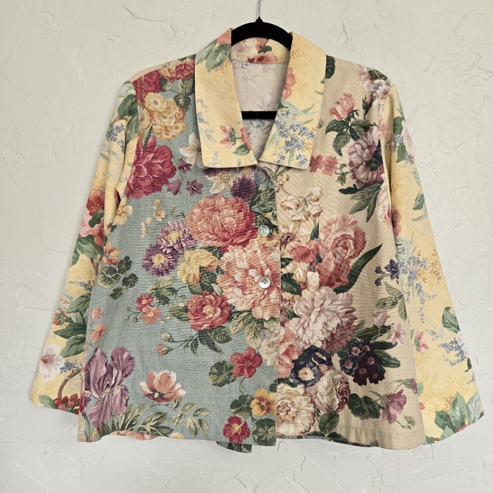 Vintage Cabbage Rose Patchwork Cottagecore Top Ja… - image 4